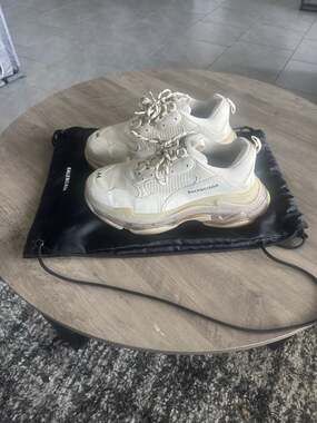 Balenciaga Triple S Clear Sole White Sneakers Size 44